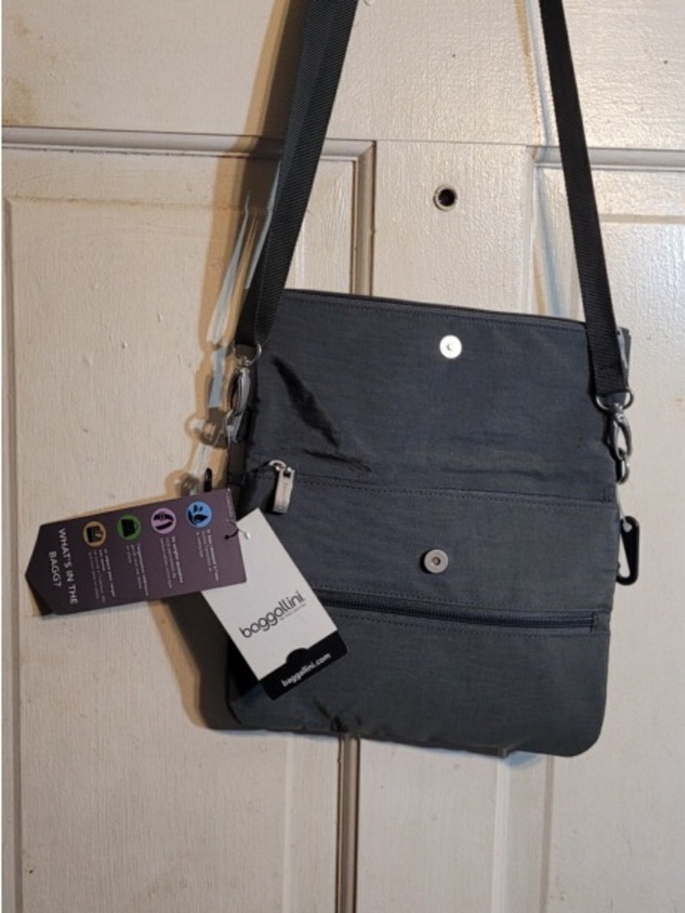 Baggallini Charcoal Gray Convertible Crossbody Messenger - Picture 2 of 3